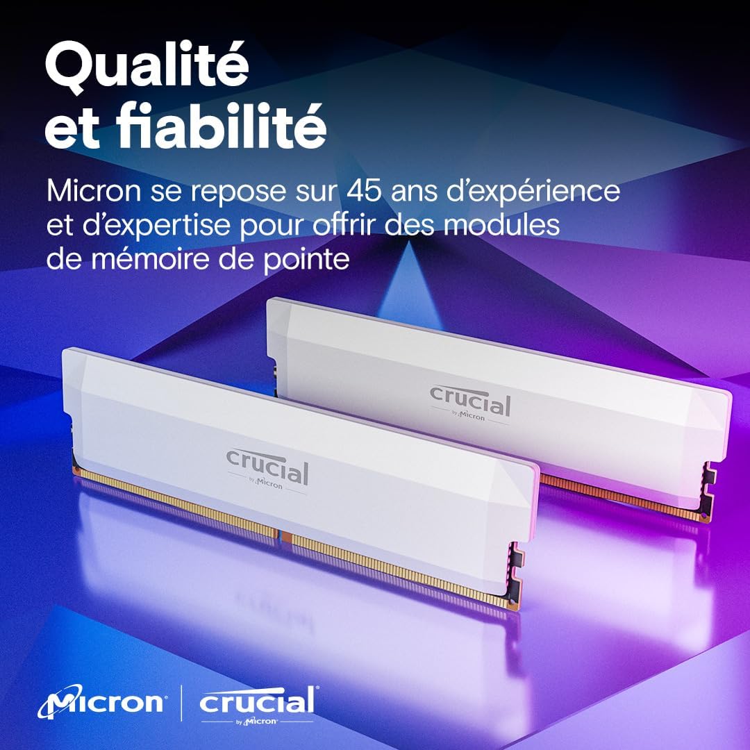 CRUCIAL PRO gaming 32G (2x16G) DDR5-6400 Oc Blanc - image 3