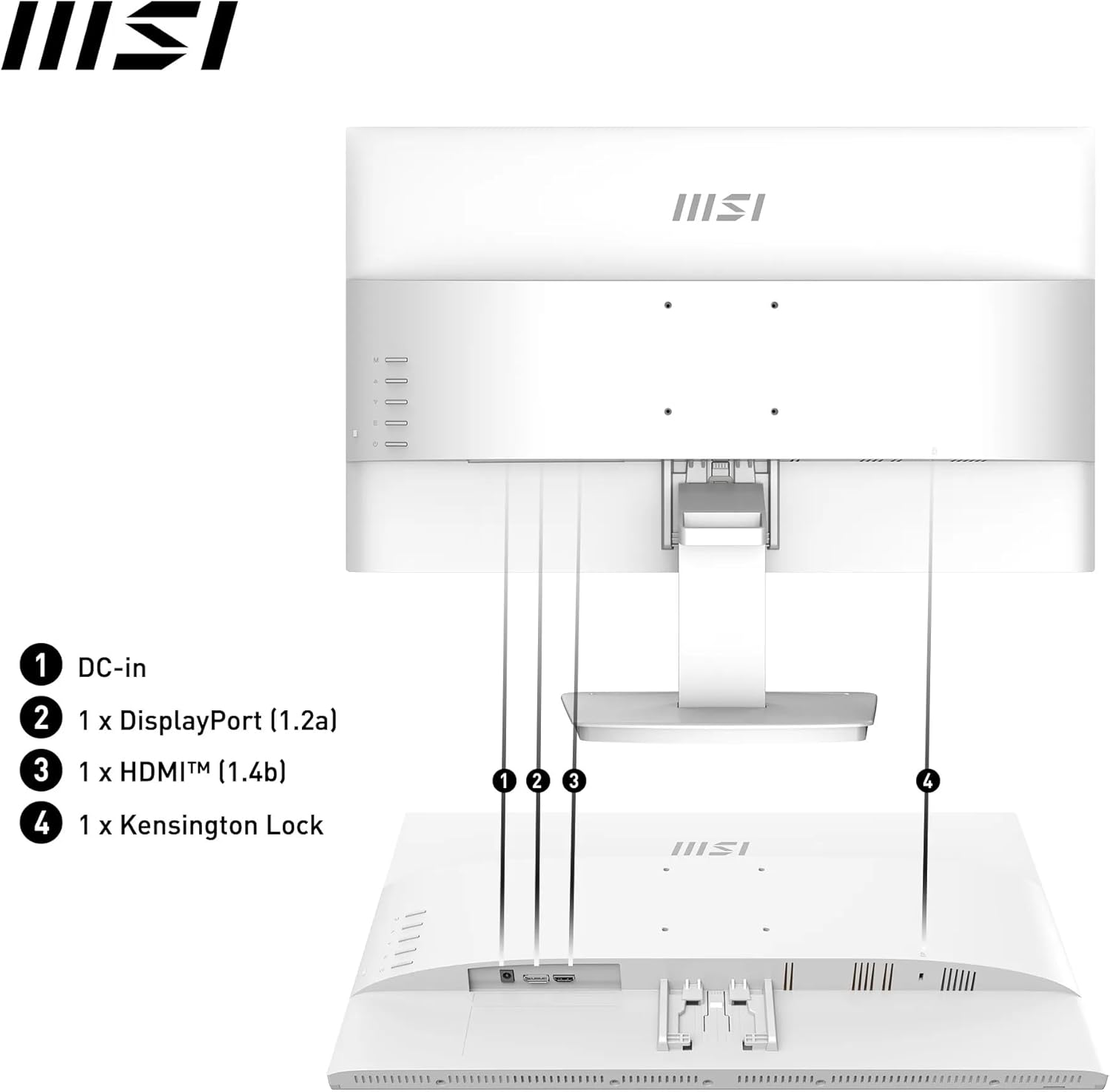 MSI PRO MP2412W FHD 24" 100Hz HDMI/DisplayPort Blanc - image 4