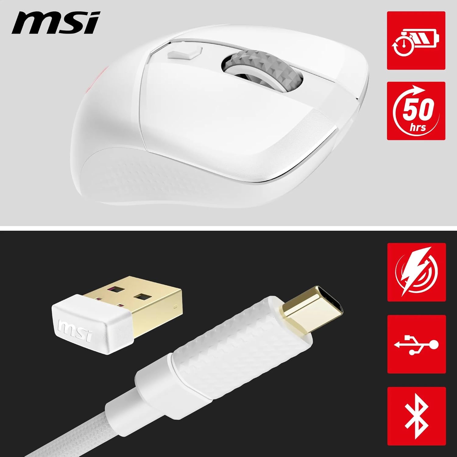 MSI Versa 300 Wireless Souris Gaming Blanc - image 3