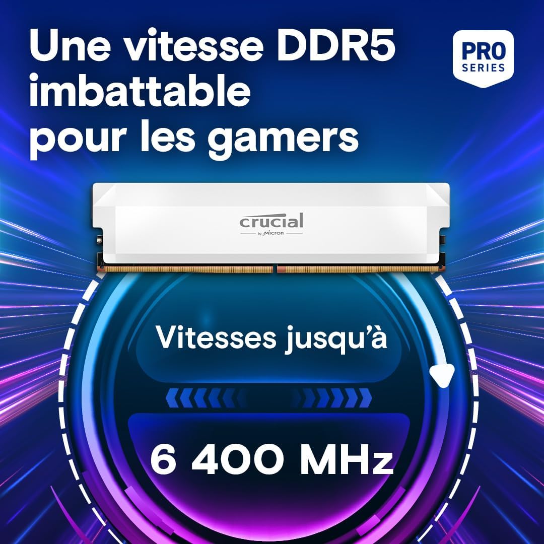 CRUCIAL PRO gaming 32G (2x16G) DDR5-6400 Oc Blanc - image 2