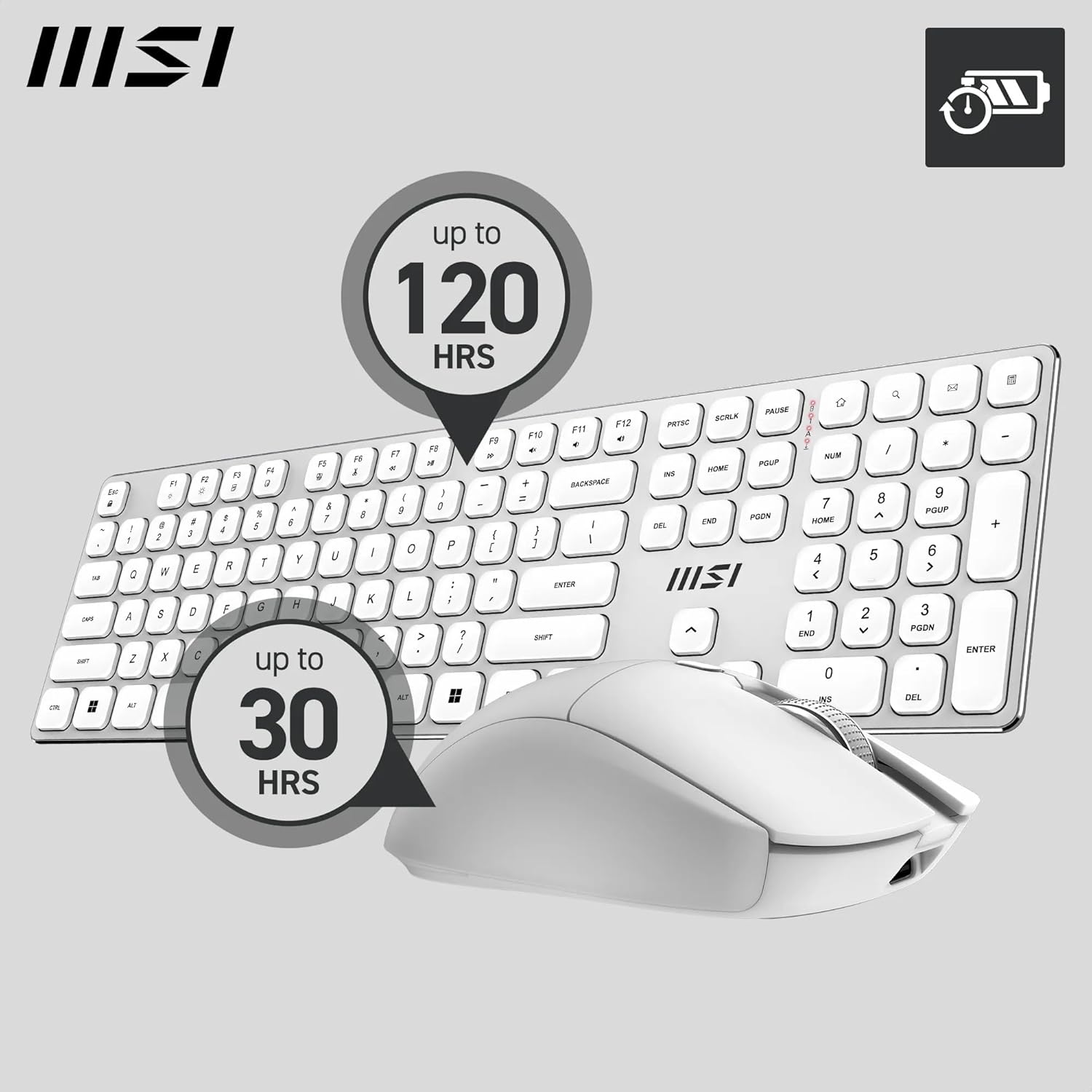 Kit MSI Forge K210 W Combo Blanc sans fil bureautique FR - image 3