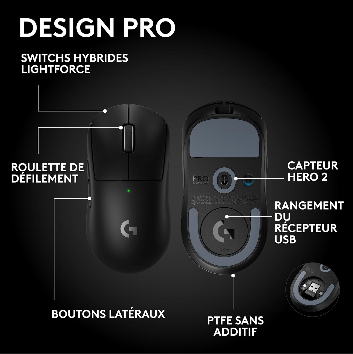 Logitech PRO X Superlight 2 SE Souris gaming sans fil - Noir - image 2