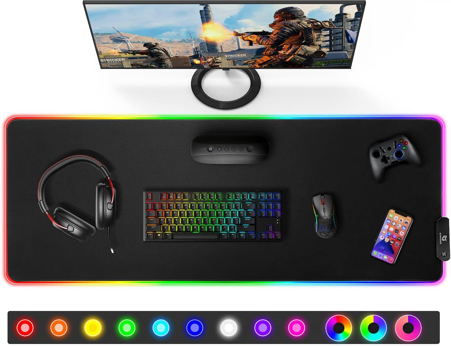Grand Tapis de Souris RGB Gimars XXL Gaming LED 800x300x5mm