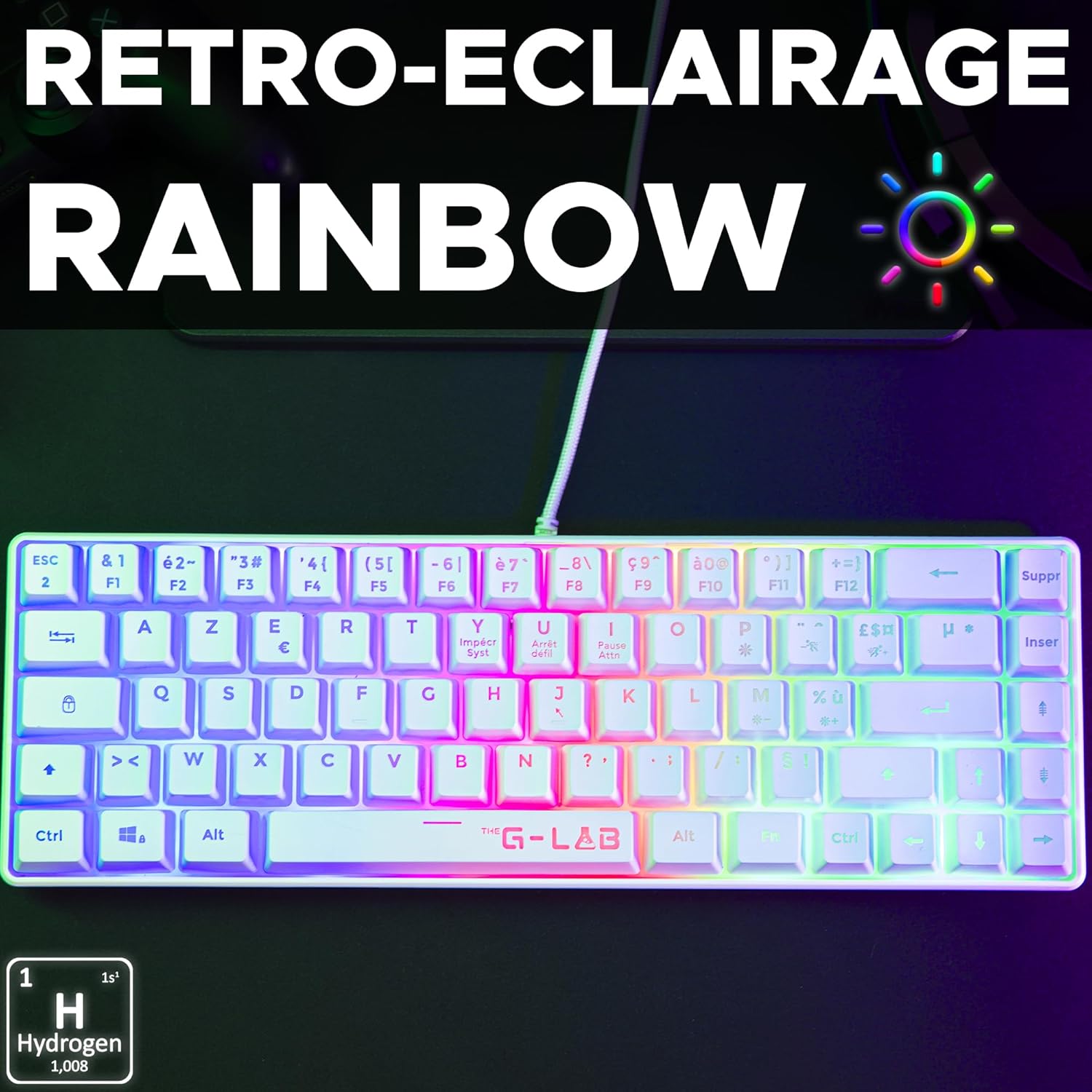The G-LAB Keyz Hydrogen Gamer 60% RGB Blanc - image 2