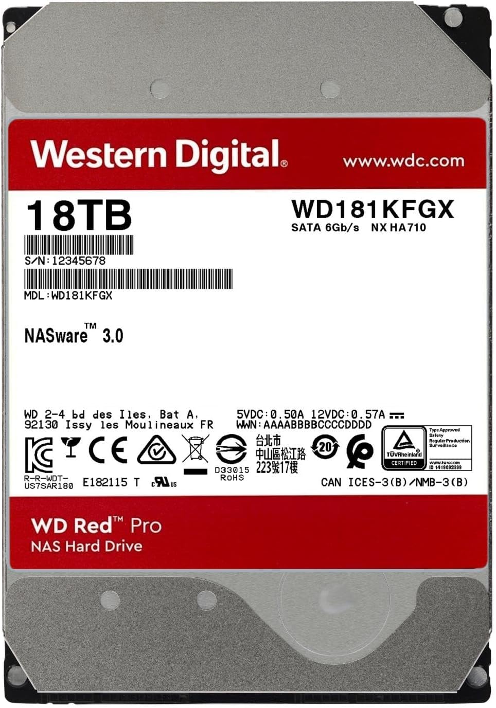 Western Digital WD Red Pro 3.5" 18 To ( WD181KFGX) Disque dur Mécanique - image 2