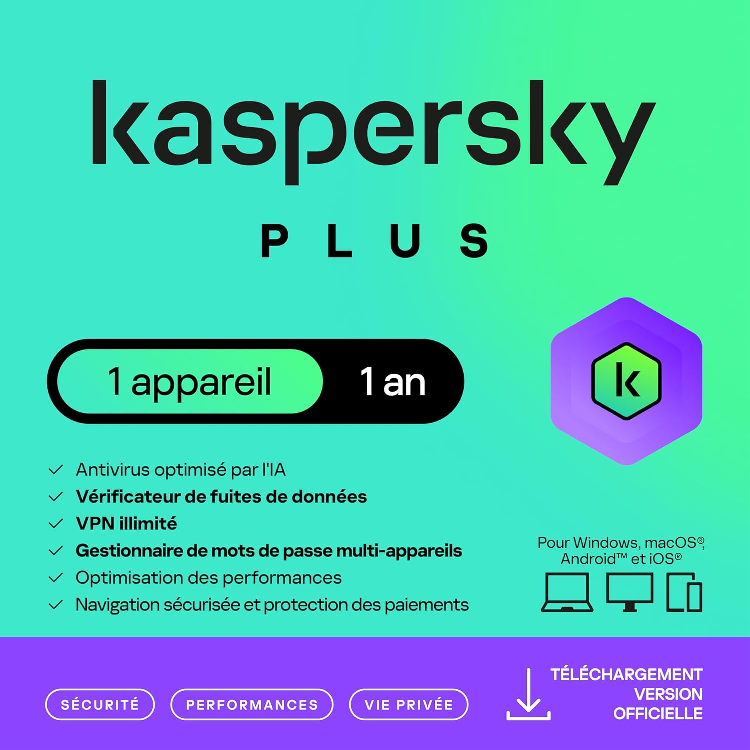 Kaspersky Plus Internet Security 2025 | 1 appareil | 1 an