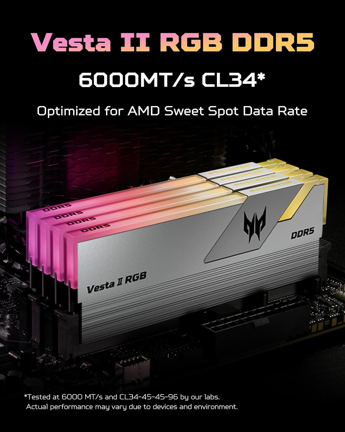 Acer Predator Vesta II DDR5 RGB 32Go (16Go x 2) 6000MHz CL36  - Argent - image 4
