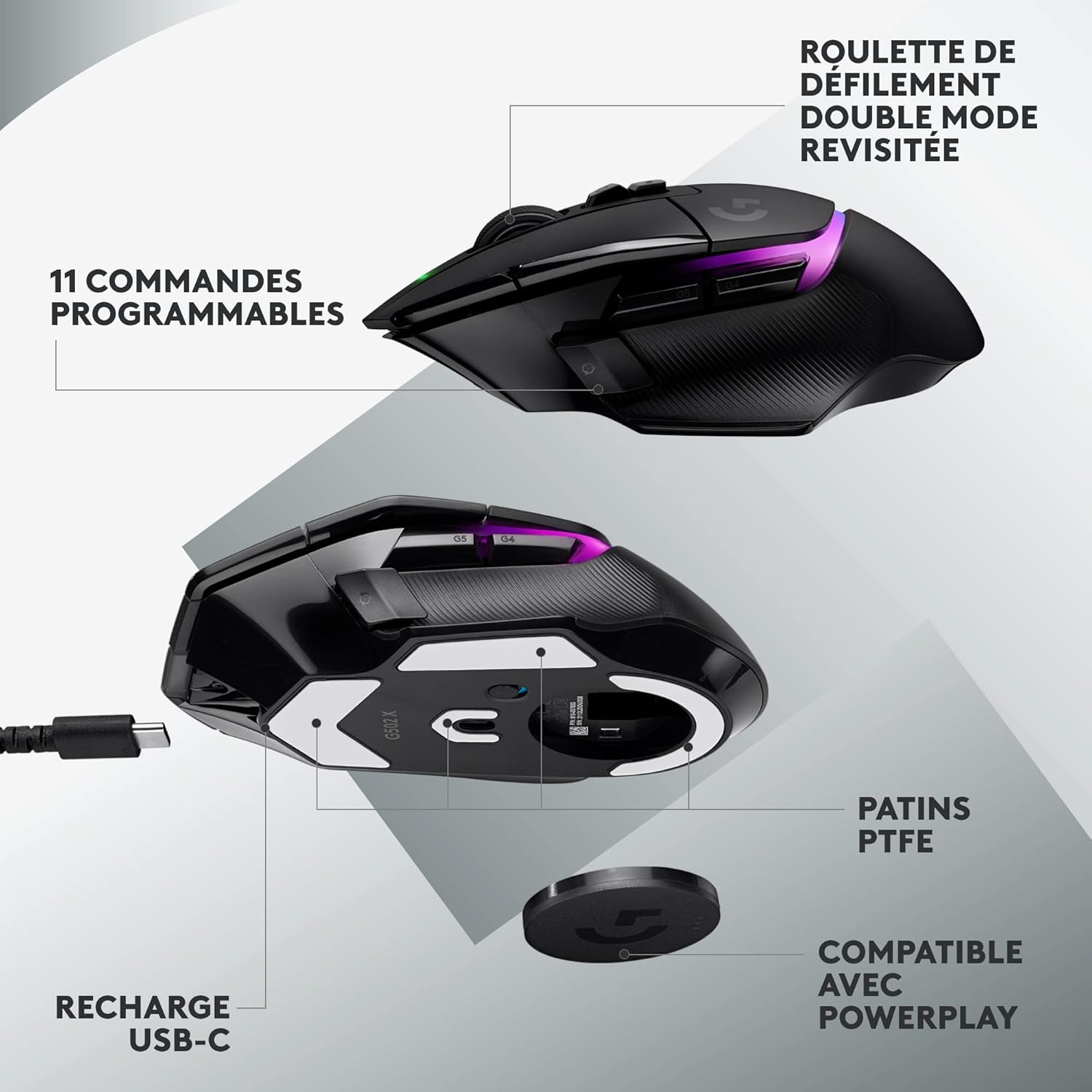 Logitech G G502 X PLUS LIGHTSPEED RVB Sans Fil - image 3