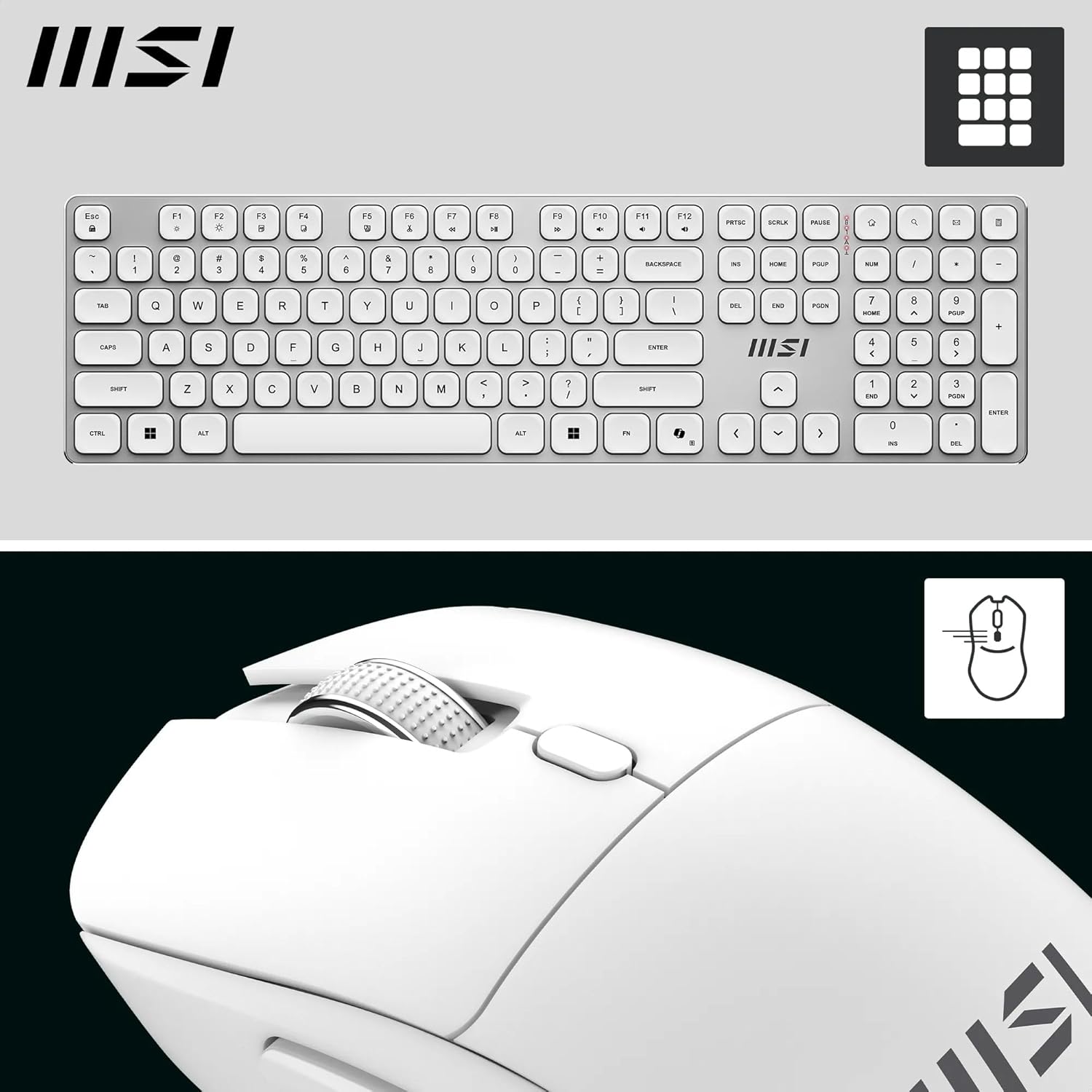 Kit MSI Forge K210 W Combo Blanc sans fil bureautique FR - image 2