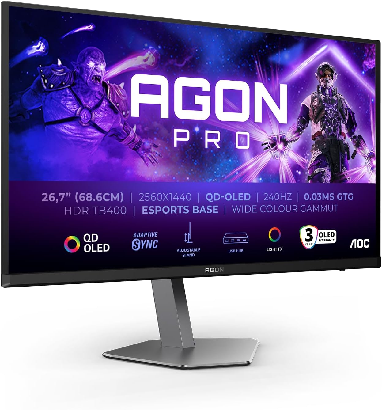 AOC AGON PRO AG276QZD2 (26.7")  240Hz 0,03 ms QDOLED Gris - image 2