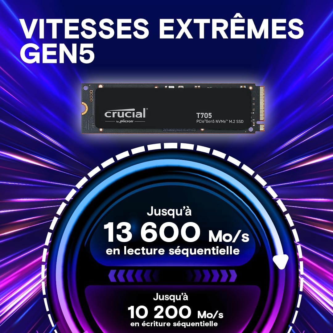 CRUCIAL T705 SSD Gen5 NVMe M.2 1T - image 2
