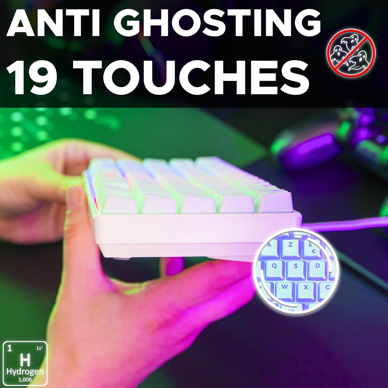 The G-LAB Keyz Hydrogen Gamer 60% RGB Blanc - image 4