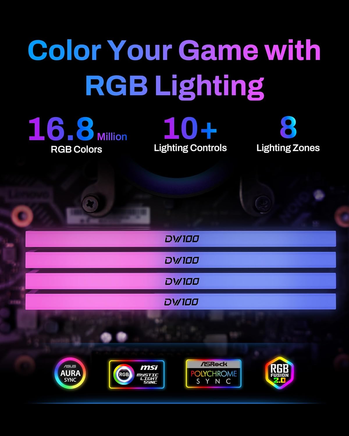 BIWIN Black Opal DW100 RAM DDR5 RGB 32 Go (2 x 16 Go) 6000 MHz CL30 - Noir - image 2