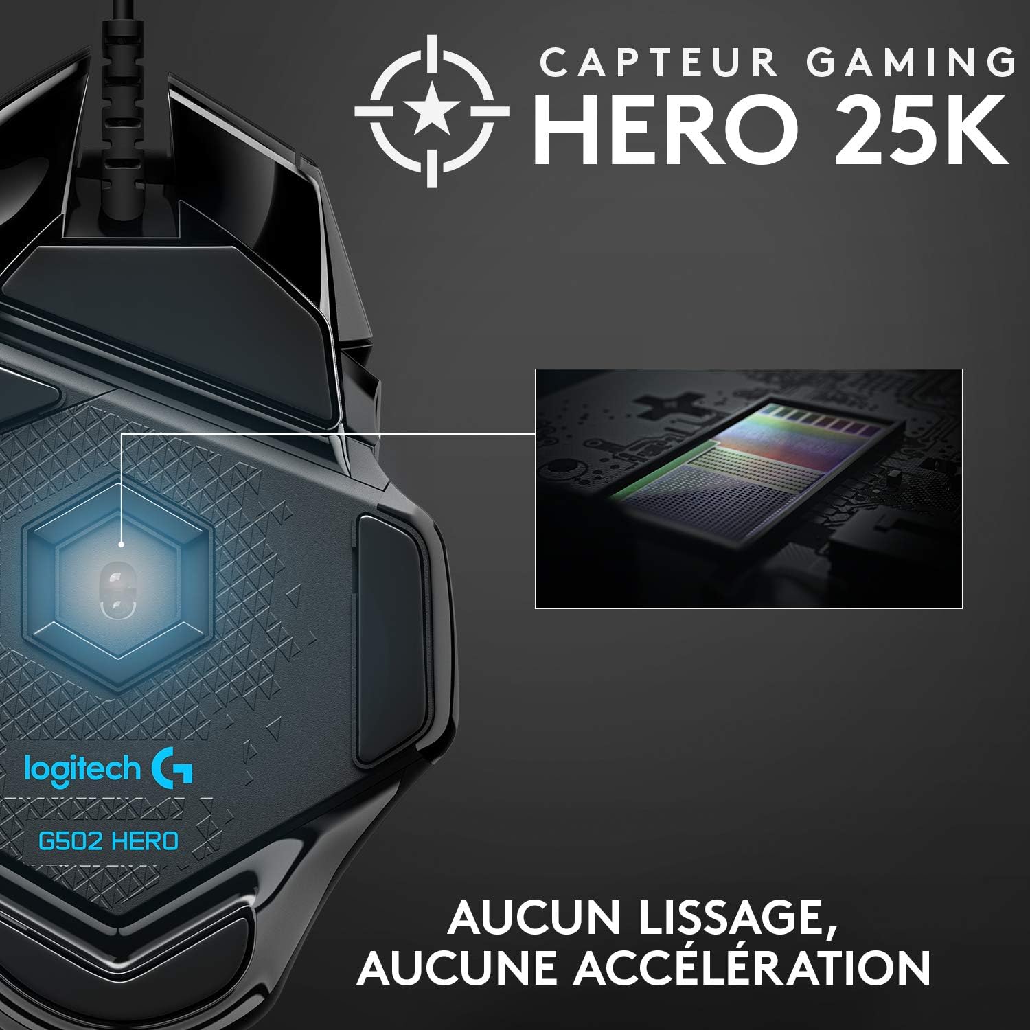 Logitech G502 HERO Gamer Poids Ajustable 11 Boutons Programmables - image 2