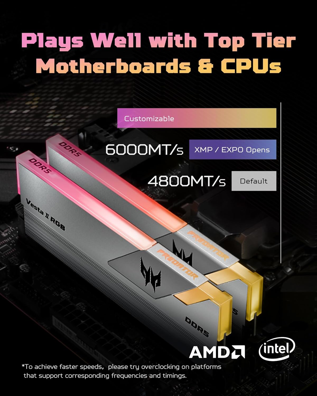 Acer Predator Vesta II DDR5 RGB 32Go (16Go x 2) 6000MHz CL36  - Argent - image 3