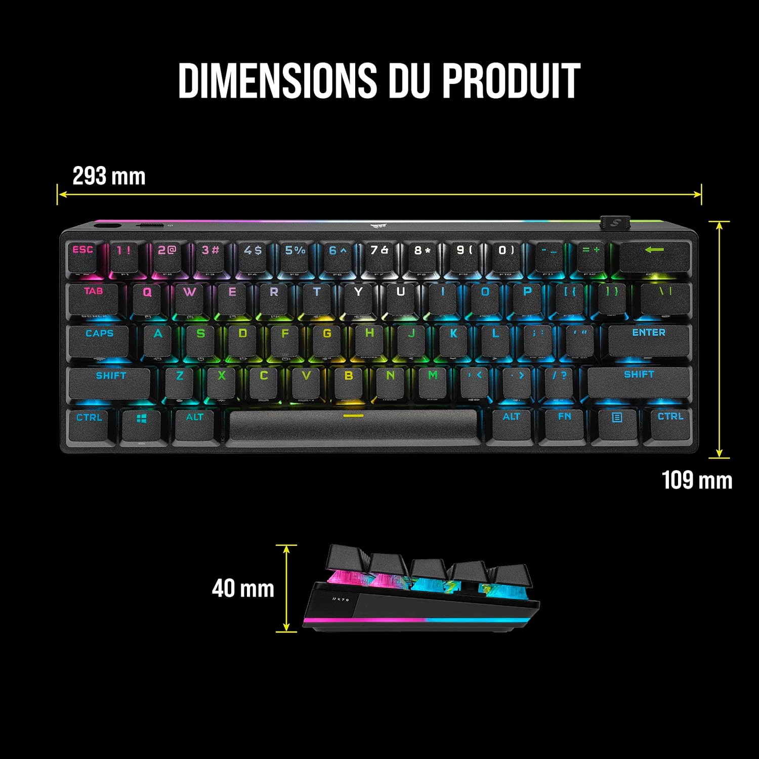 Corsair K70 Pro Mini Wireless Noir - image 2