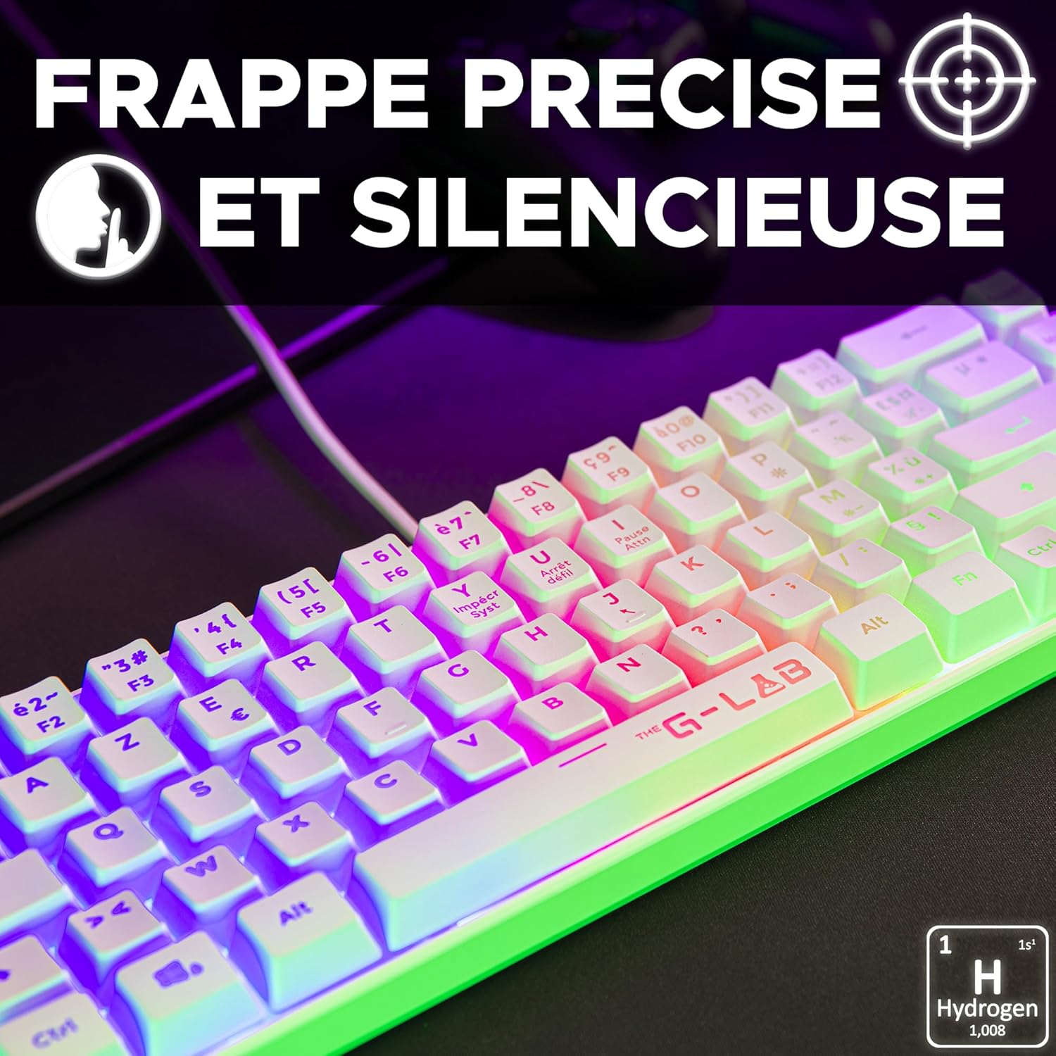 The G-LAB Keyz Hydrogen Gamer 60% RGB Blanc - image 3