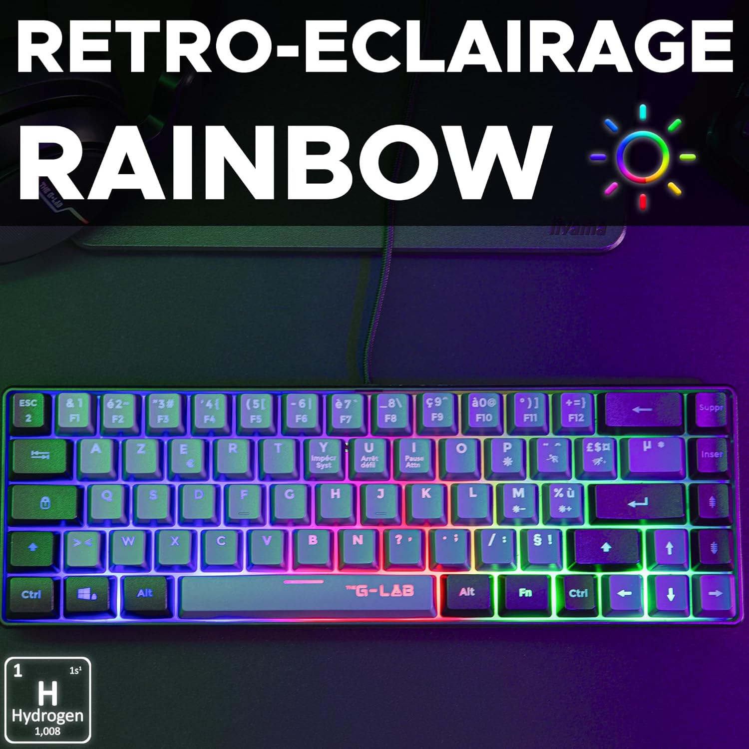 The G-LAB Keyz Hydrogen Gamer 60% RGB Noir / Gris - image 2