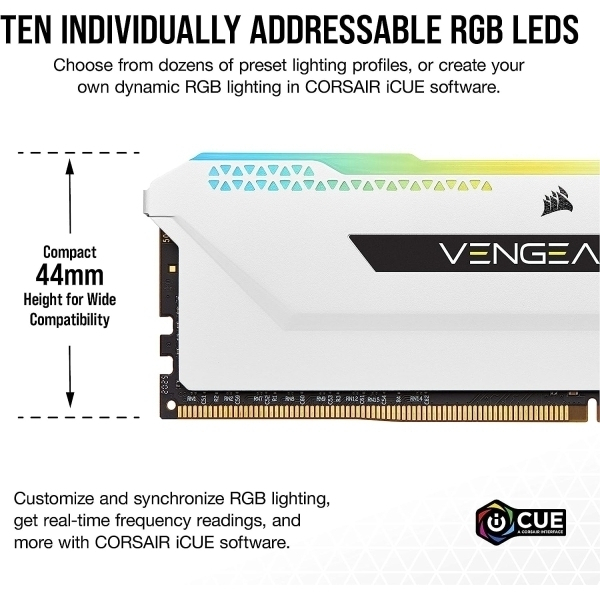 Corsair VENGEANCE RGB PRO SL 32 Go (2x16 Go) DDR4 3600 C18 - Blanche - image 3