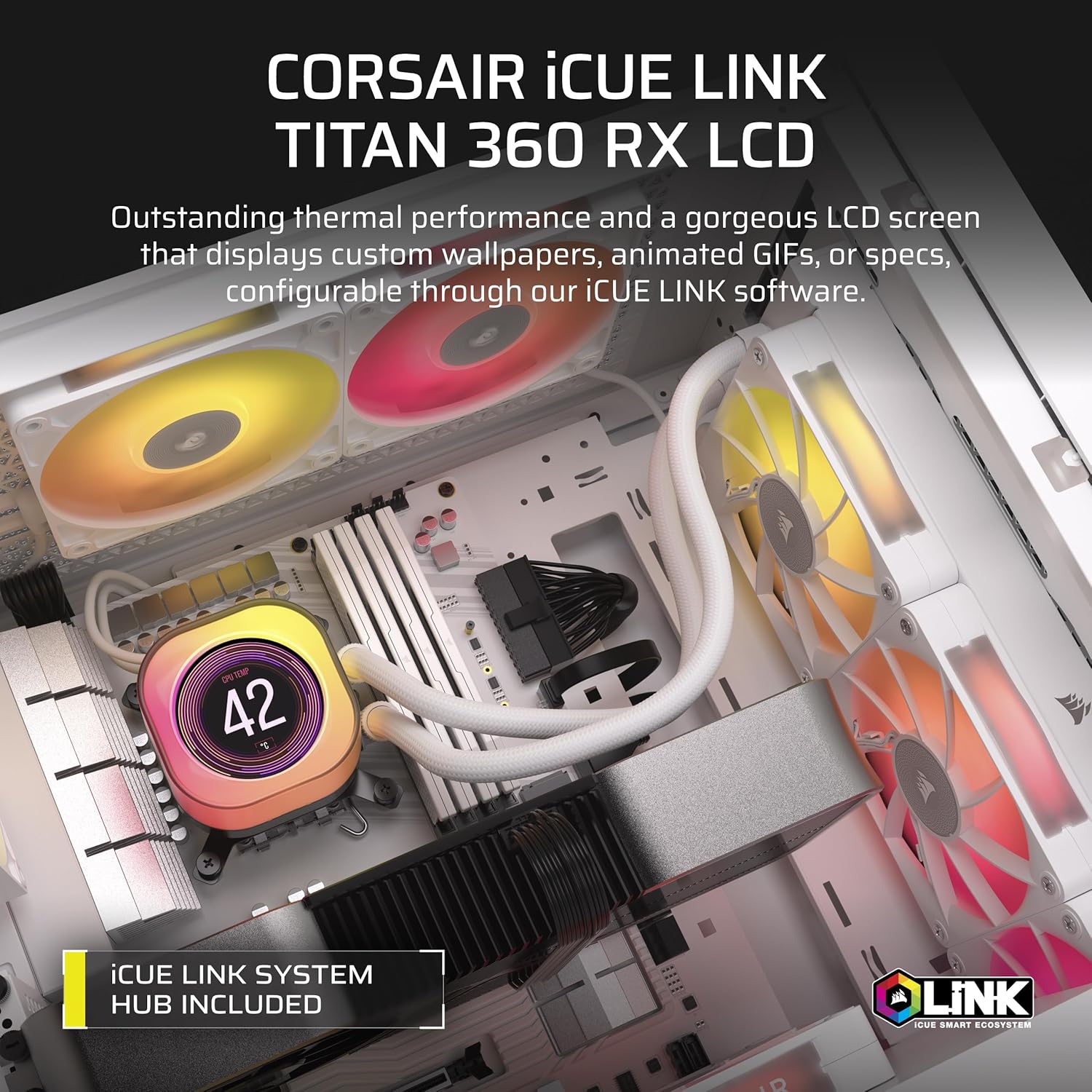 CORSAIR iCUE LINK TITAN 360 RX LCD AIO -White - image 3