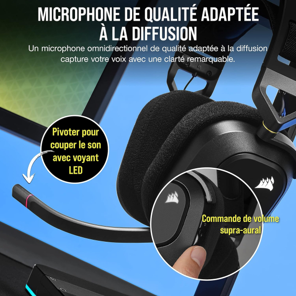Corsair Gaming HS80 RGB Wireless Premium avec Dolby Atmos Audio - image 3