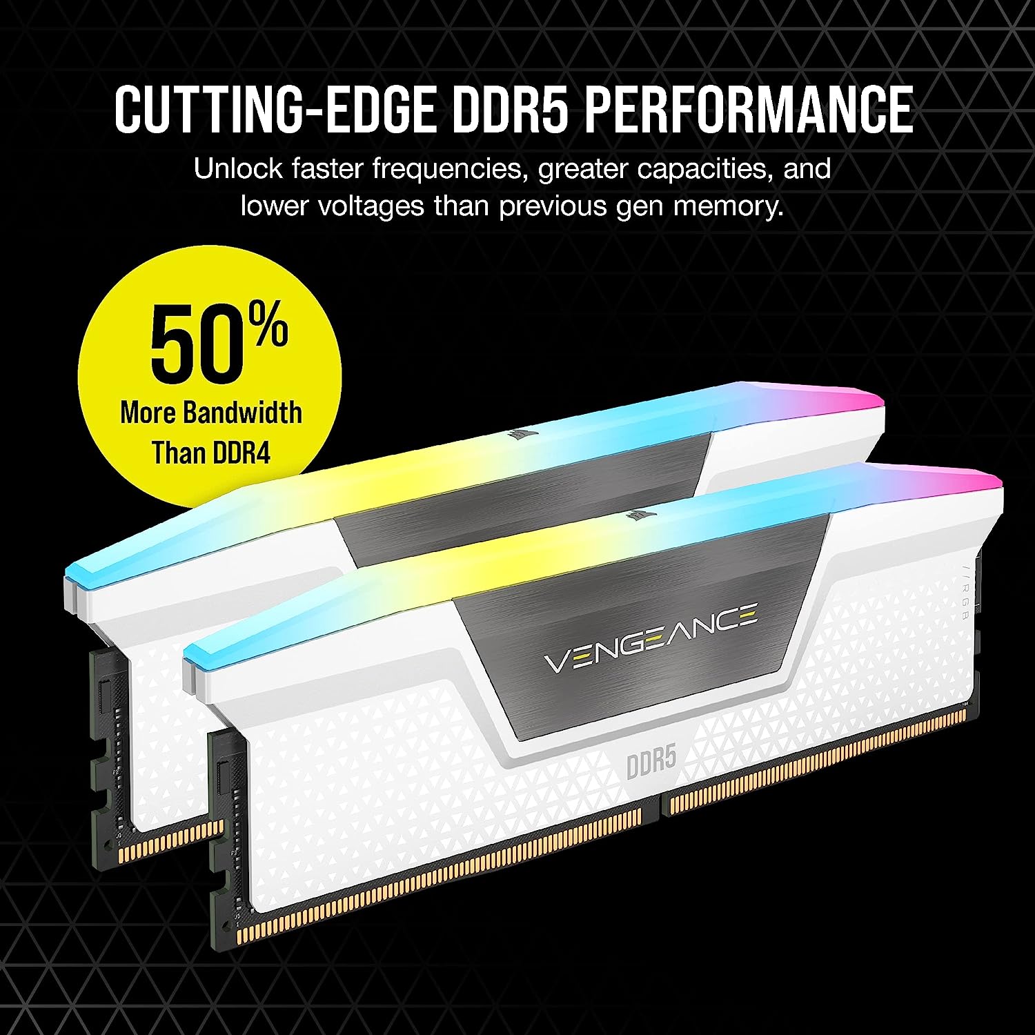 Corsair Vengeance RGB 32 Go 2 x 16 Go DDR5 5200 MHz - Blanc - image 2