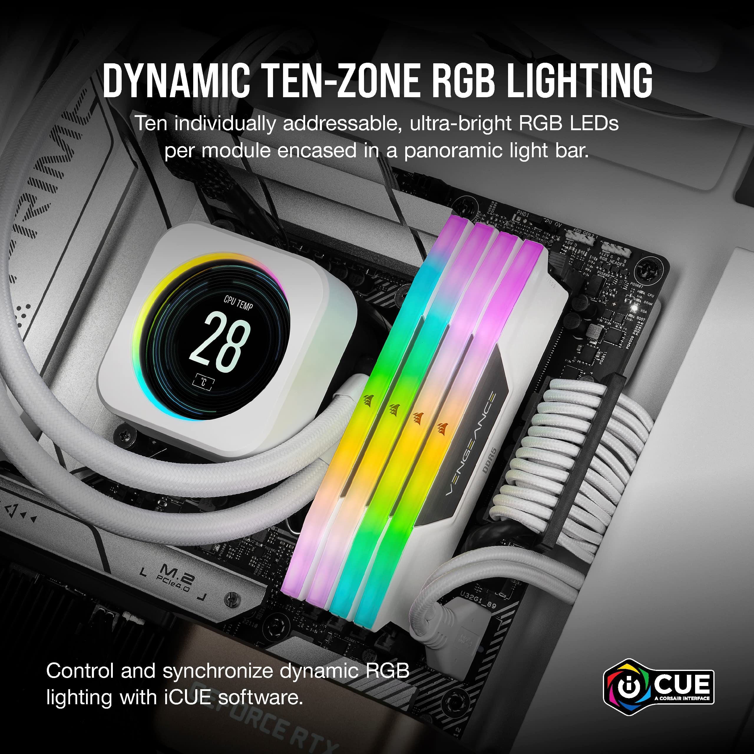 Corsair Vengeance RGB 32 Go 2 x 16 Go DDR5 6000 MHz - Blanc - image 3