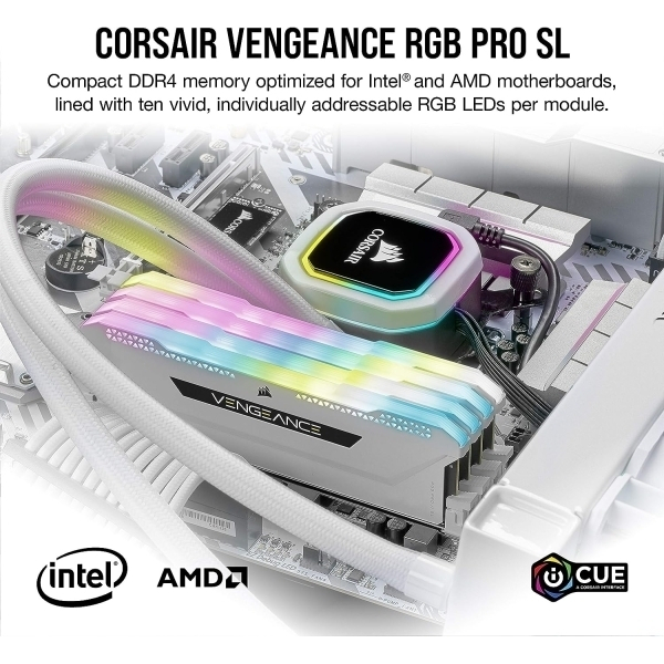 Corsair VENGEANCE RGB PRO SL 32 Go (2x16 Go) DDR4 3600 C18 - Blanche - image 2
