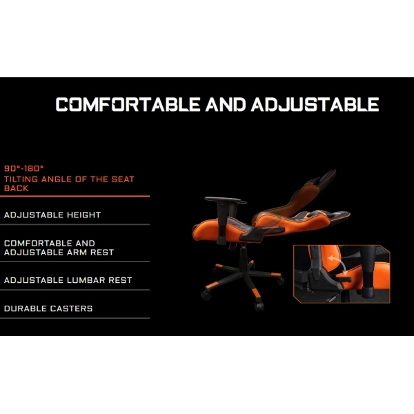 GIGABYTE AORUS AGC300 V2 - SIEGE GAMER ORANGE/NOIR - 180° - ACCOUDOIR - image 4