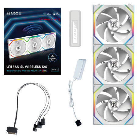 Lian Li Uni Fan SL 120 Reverse ARGB Wireless pack de 3 - Blanc - image 2
