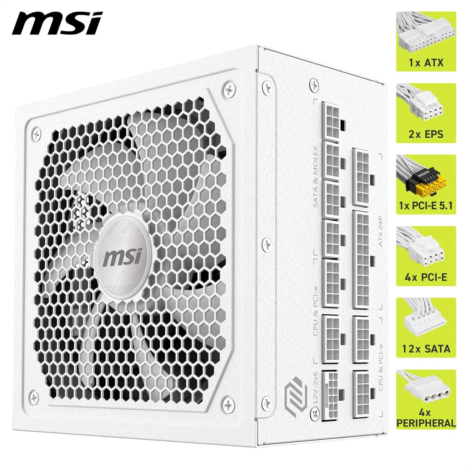 MSI MAG A1000GL PCIE5.1 /ATX 3.1 GOLD - Blanc - image 2