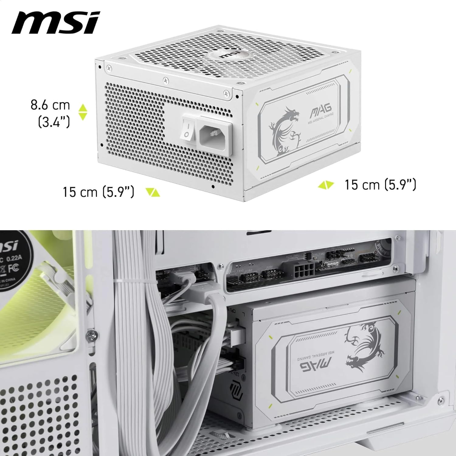 MSI MAG A1000GL PCIE5.1 /ATX 3.1 GOLD - Blanc - image 4