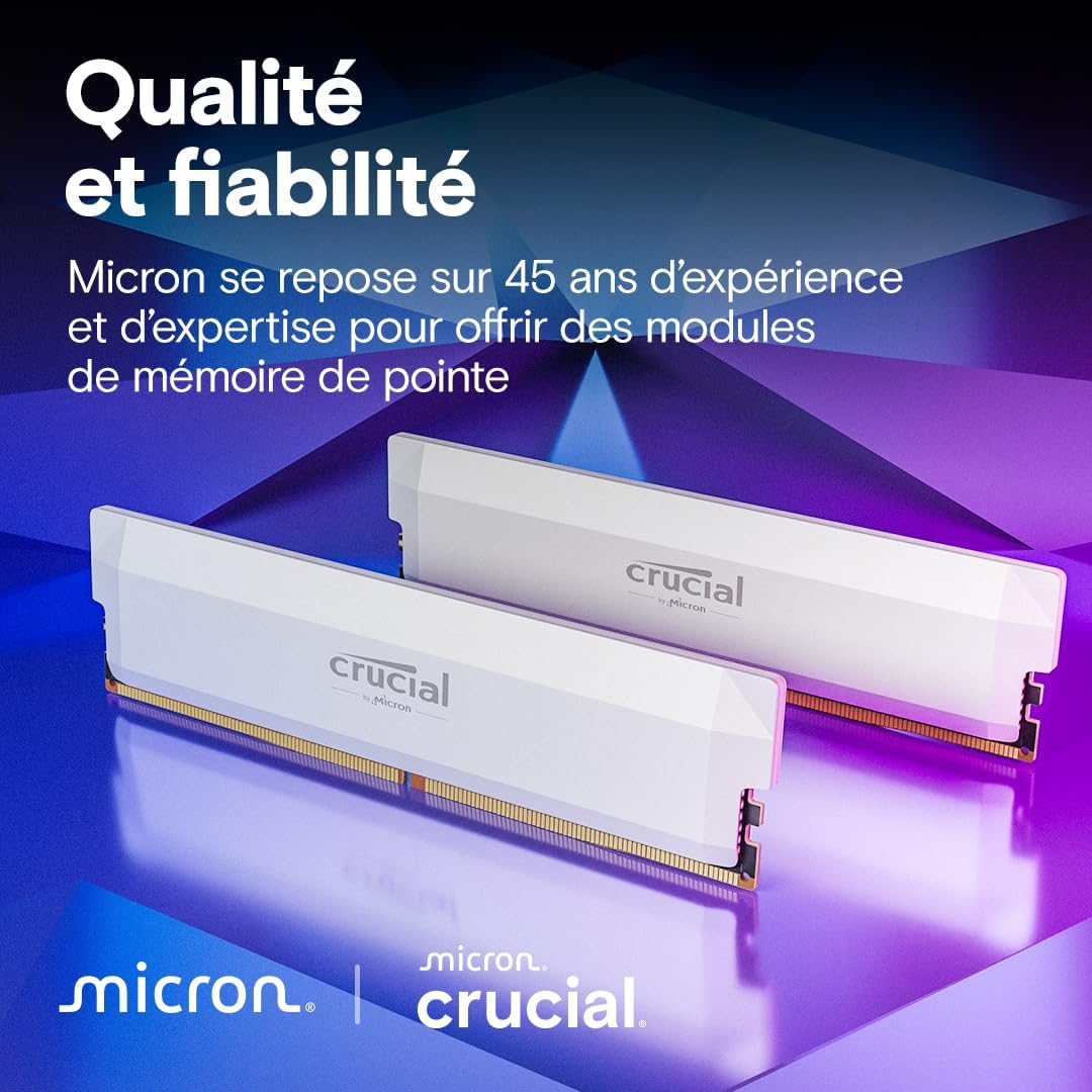 Crucial PRO Gaming 32G (2x16G) DDR5 6000MHz Blanc - image 2