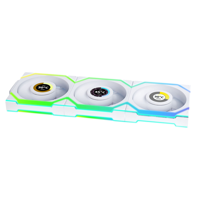 Lian Li Uni Fan SL 120 LCD Reverse ARGB Wireless pack de 3 - Blanc - image 2
