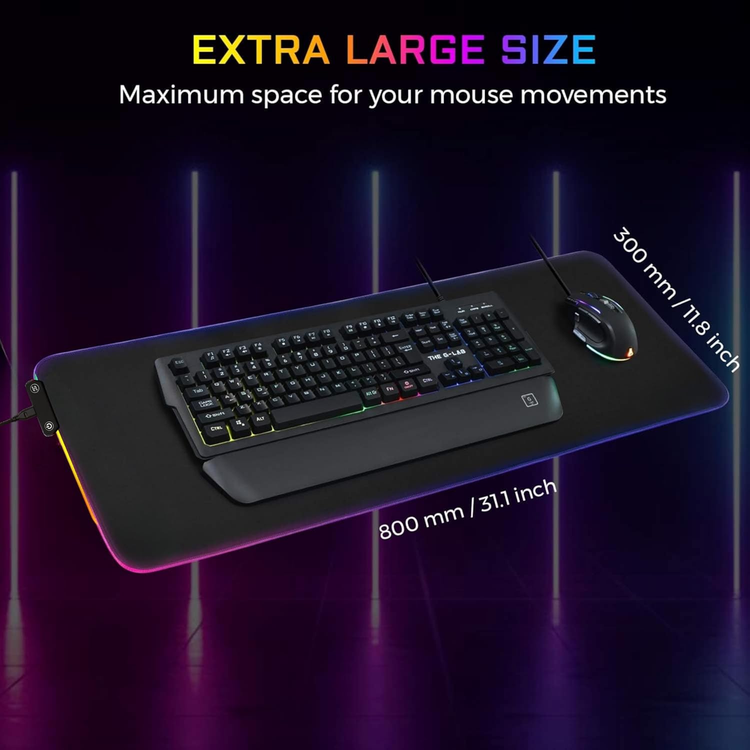 Tapis de Souris The G-Lab Pad Rubidium RGB XXL LED 800x300x4mm - image 4