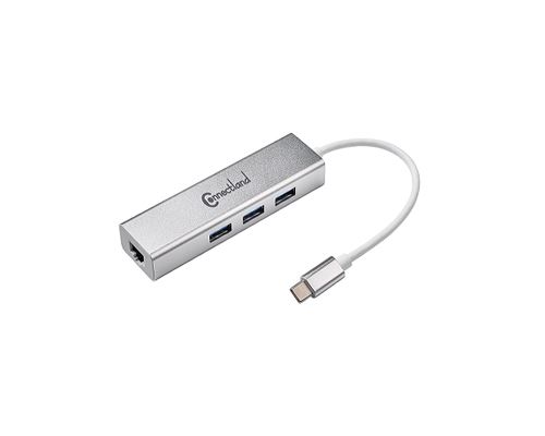 CONNECTLAND Adaptateur réseau USB Type C mal TO RJ45 10/100/1000 Mbps + HUB Alluminium