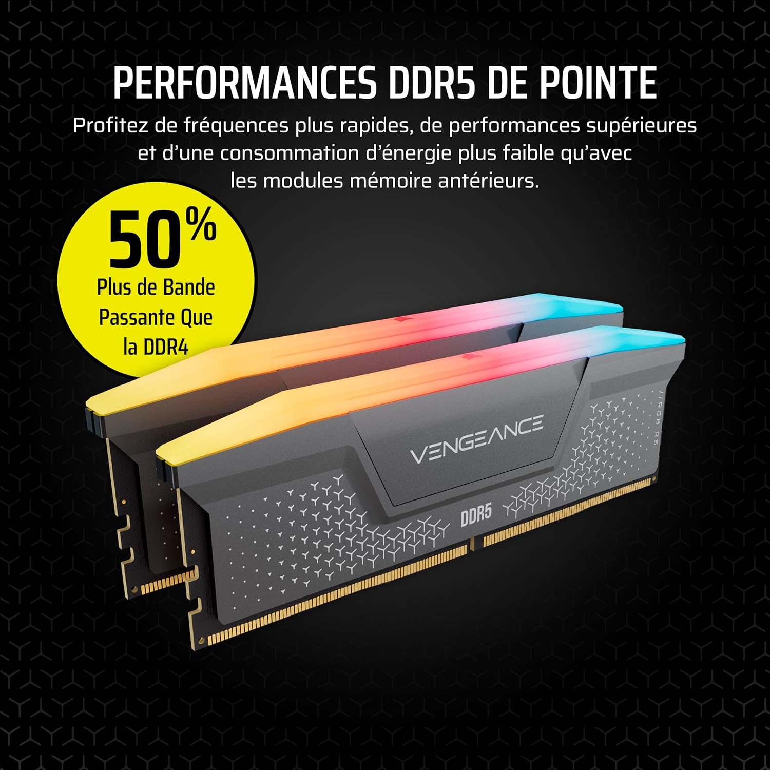 Corsair Vengeance RGB 16 Go 2 x 8 Go DDR5 6000 MHz - image 2