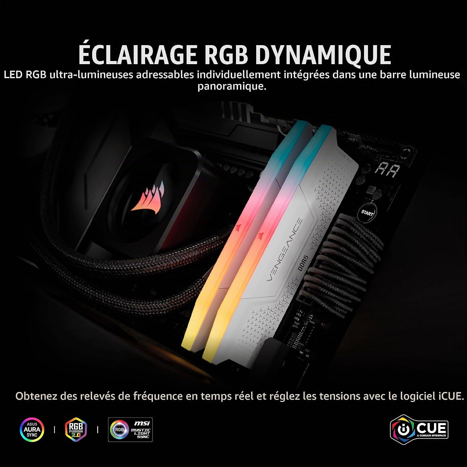 Corsair Vengeance RGB 16 Go 2 x 8 Go DDR5 6000 MHz Blanc - image 3