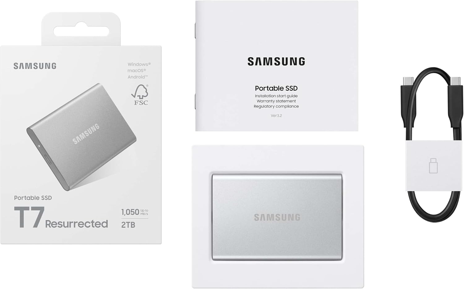 SAMSUNG T7 Resurrected SSD 2T Externe Blanc Type-C USB3.2 Gen2   - image 4