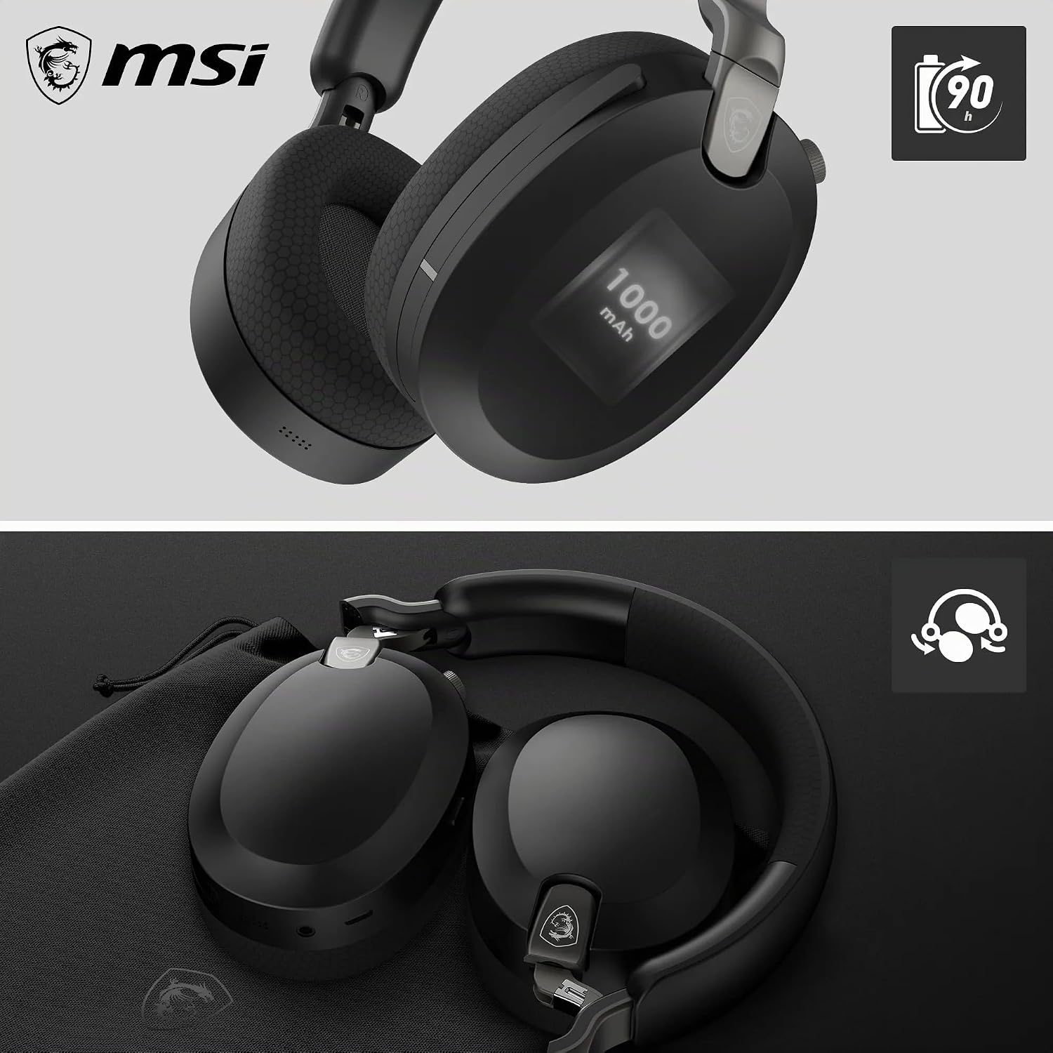 MSI Maestro 500 Wireless Casque Gaming sans Fil Black - image 2