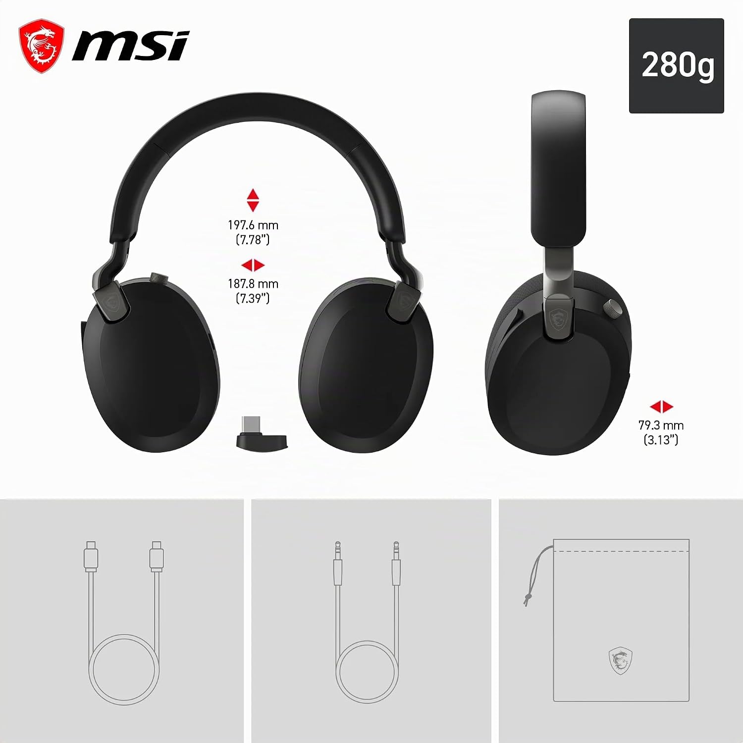 MSI Maestro 500 Wireless Casque Gaming sans Fil Black - image 3